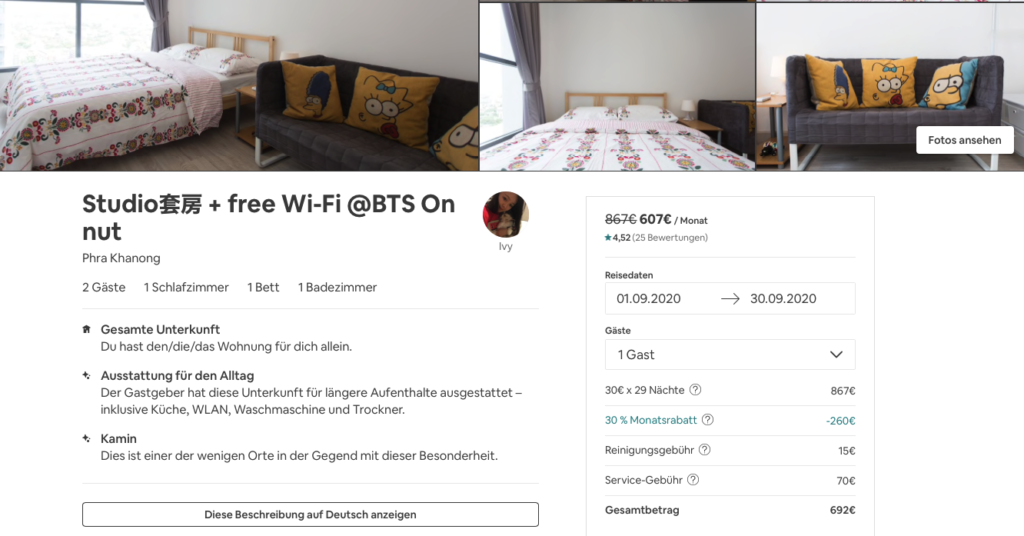 Airbnb, Unterkunft weltweit, Wohnungen, Bangkok